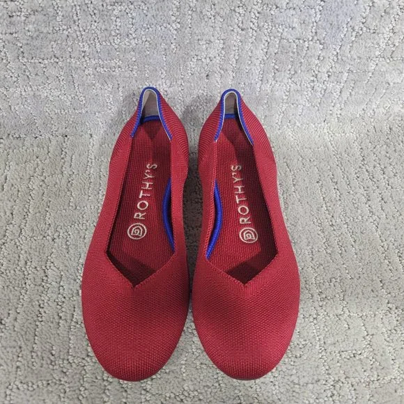 Rothy’s The Flat Scooter Red Round Toe Slip On Shoes Women's Size US 6, 6.5, 10 - Picture 2 of 9